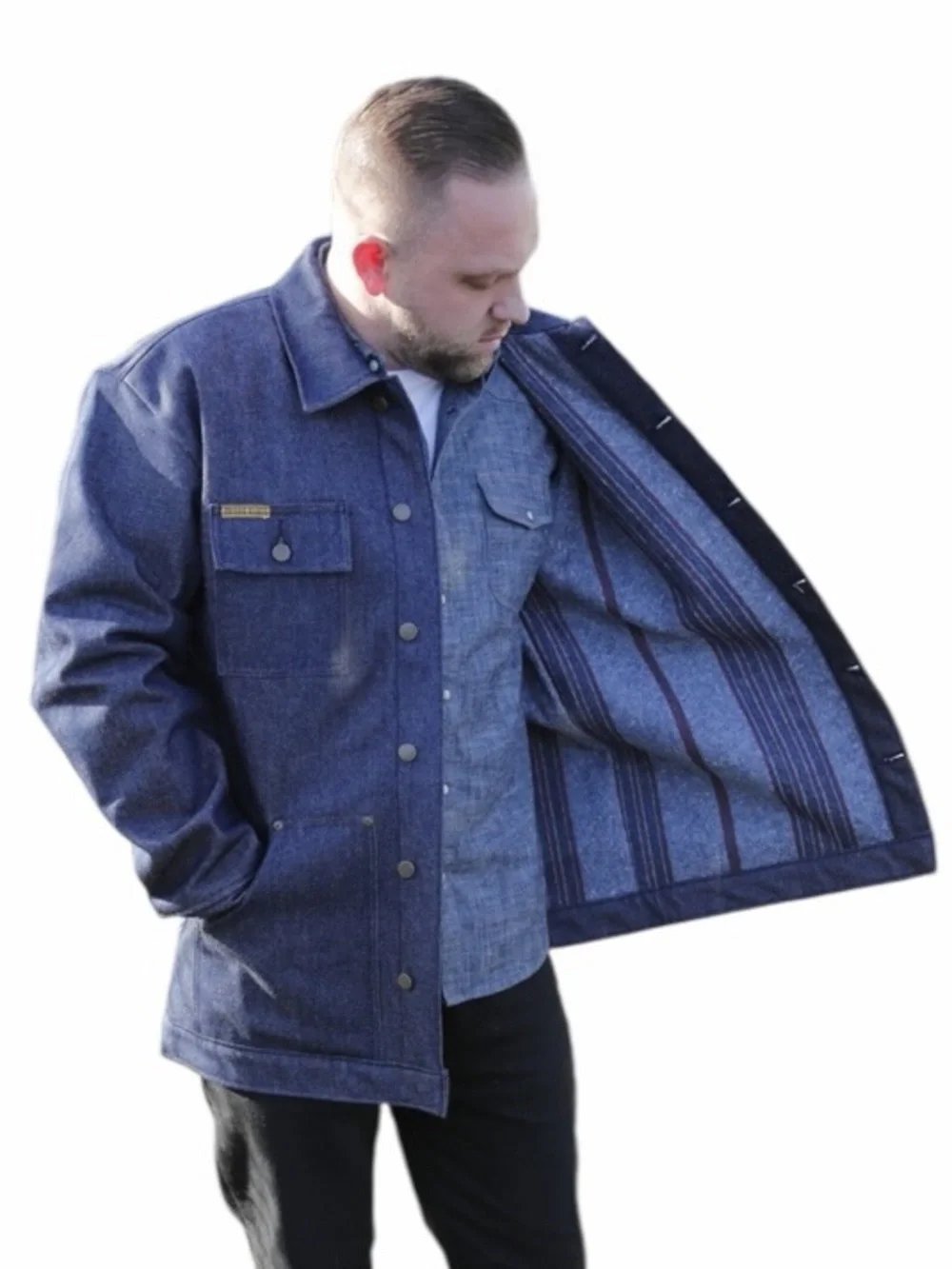 Prison Blues Lined Rigid Dark Blue Denim Yard Coat